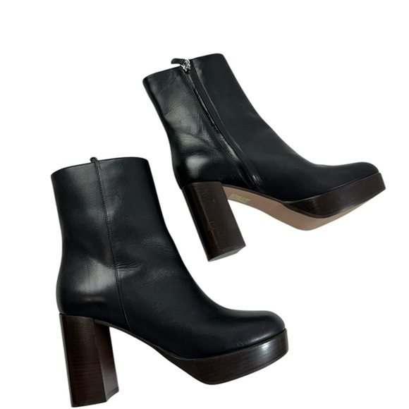 J. Crew Platform stacked-heel boots in Black leather size 7.5 - Picture 7 of 10